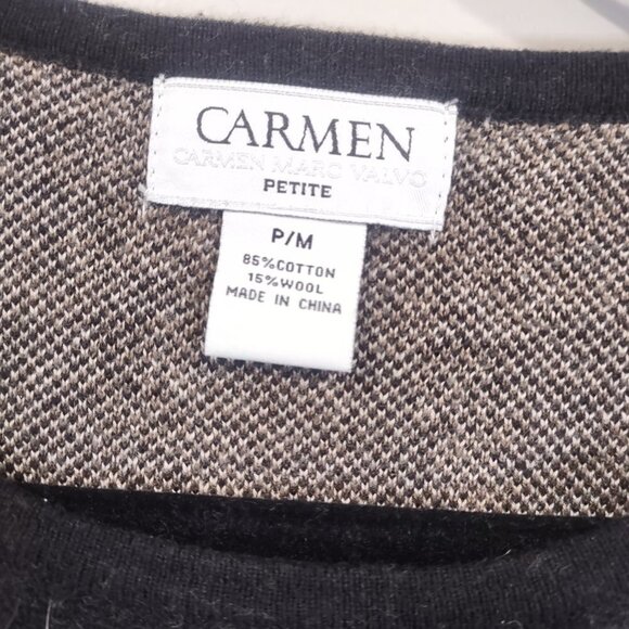 Carmen Marc Valvo Patterned Sweater Dress Petite Size Medium - Picture 4 of 8